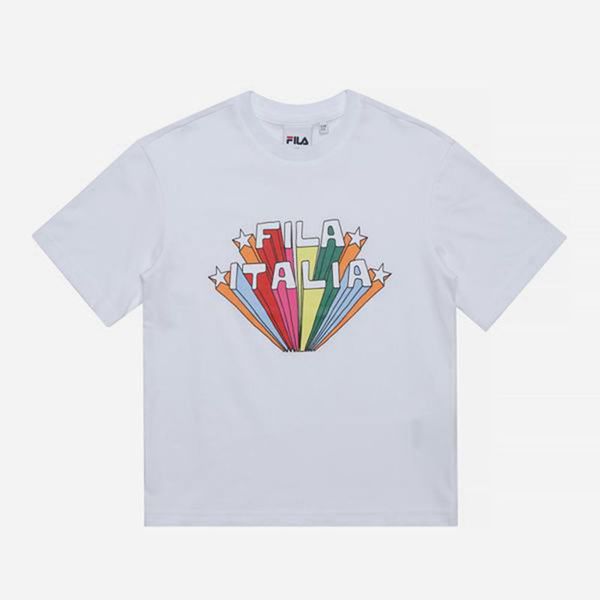 Fila Rainbow Crew Neck S/S Boy's T-Shirts - White,NZ 617-23790